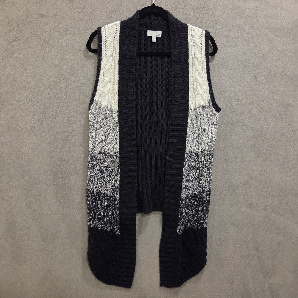 14th & Union Cable Knit Cardigan Vest Women Small Colorblock Boho Chic Casual